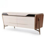 Leather Accent Wooden Side Cabinet