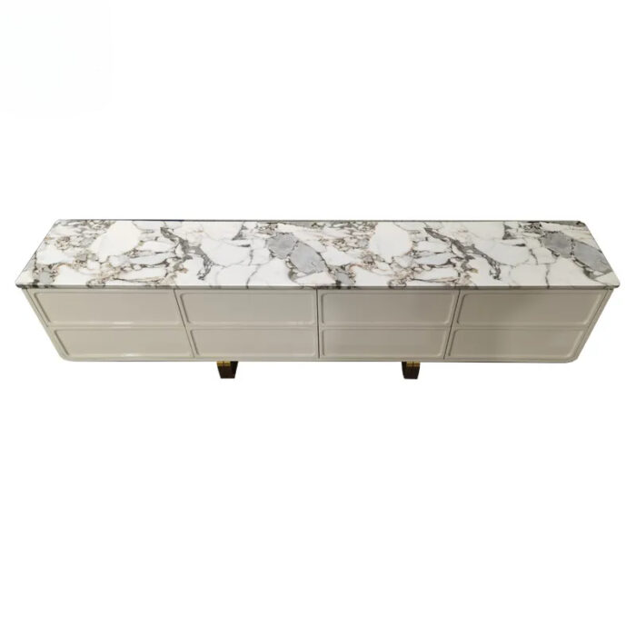 Luxurious Marble Top TV Stand With Drawer